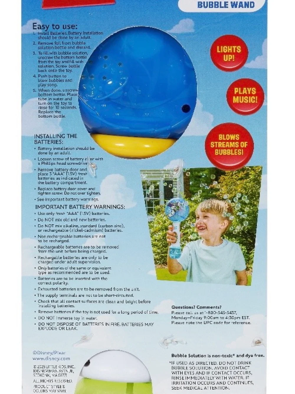 Disney Buzz Lightyear Bubble Wand in Blue, White & Yellow